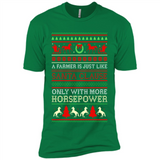 Funny Farmers Gift Ugly Santa Claus Horsepower - Premium Short Sleeve T-Shirt