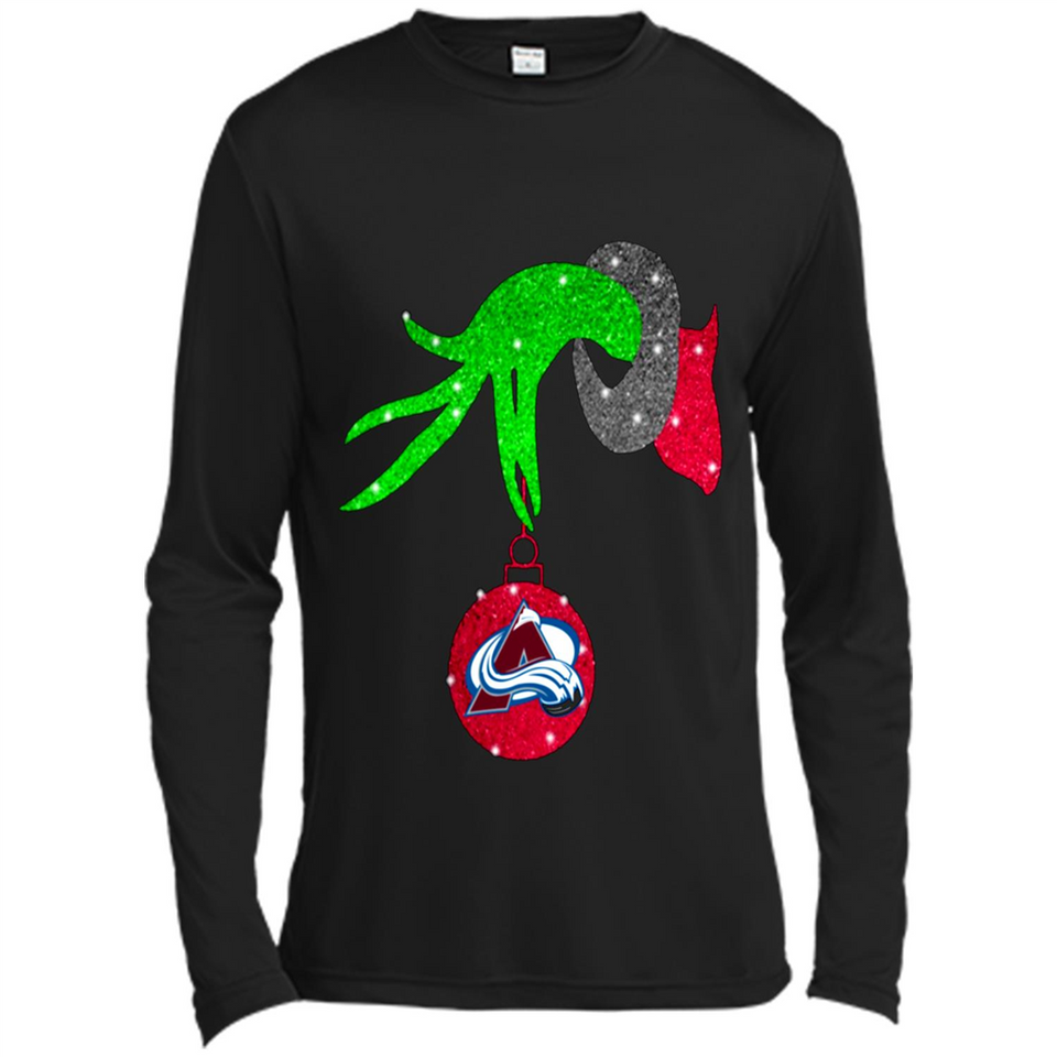 GRINCH HAND HOLDING COLORADO AVALANCHE GLITTER CHRISTMAS PINGPONG