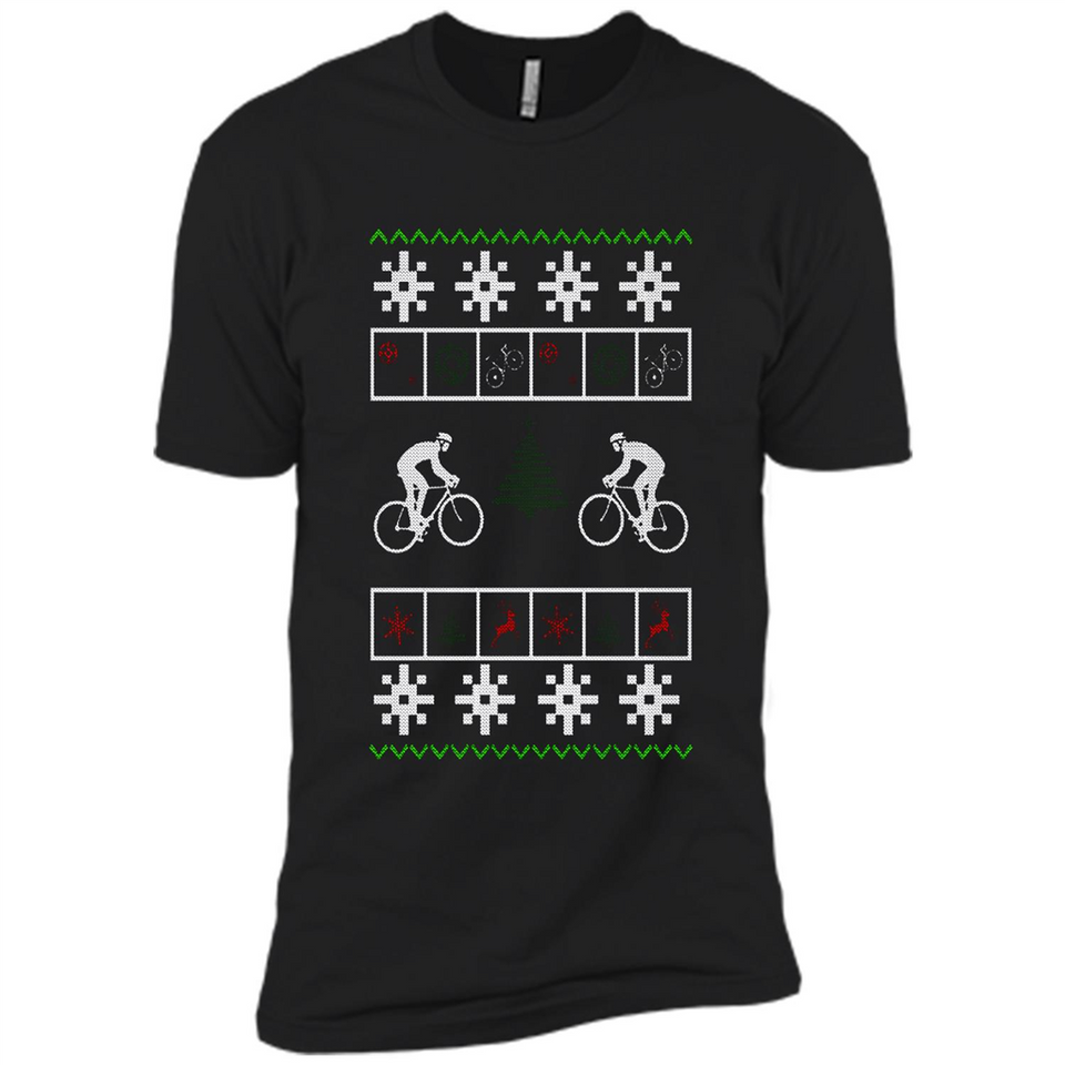 Christmas Ugly Sweater Cycling - Best Ugly Christmas Sweater - Premium Short Sleeve T-Shirt