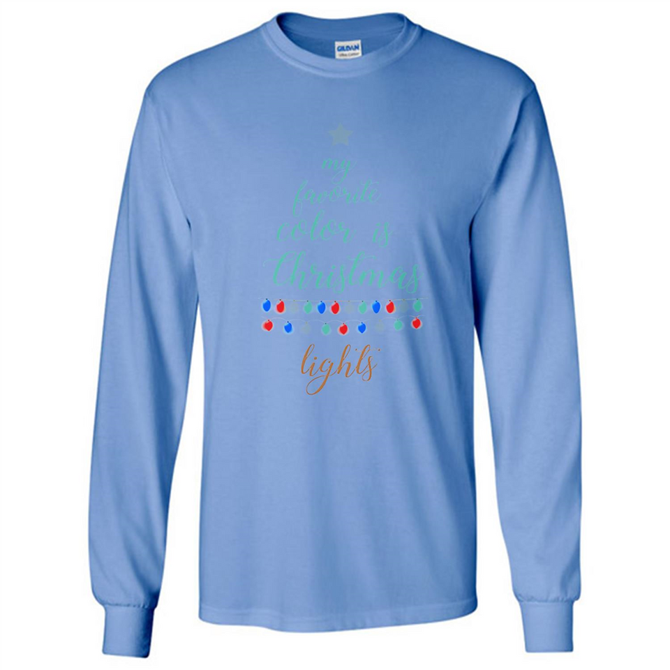 My Favorite Color is Christmas Lights Xmas Sporty T-Shirt - Long Sleeve T-Shirt