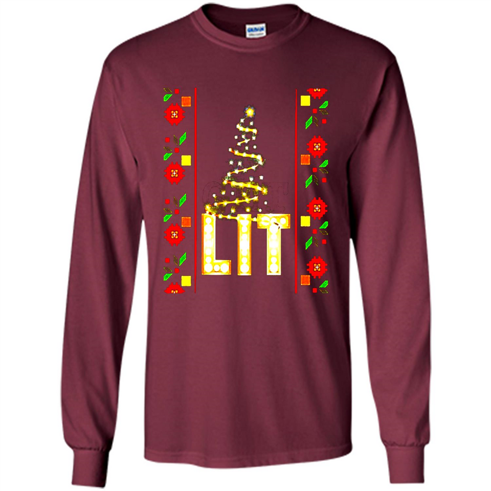 Funny Lets Get Lit Christmas Tree - Long Sleeve T-Shirt