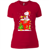 Anaheim Ducks Snoopy Ugly Christmas Sweaters - Ladies' Boyfriend T-Shirt