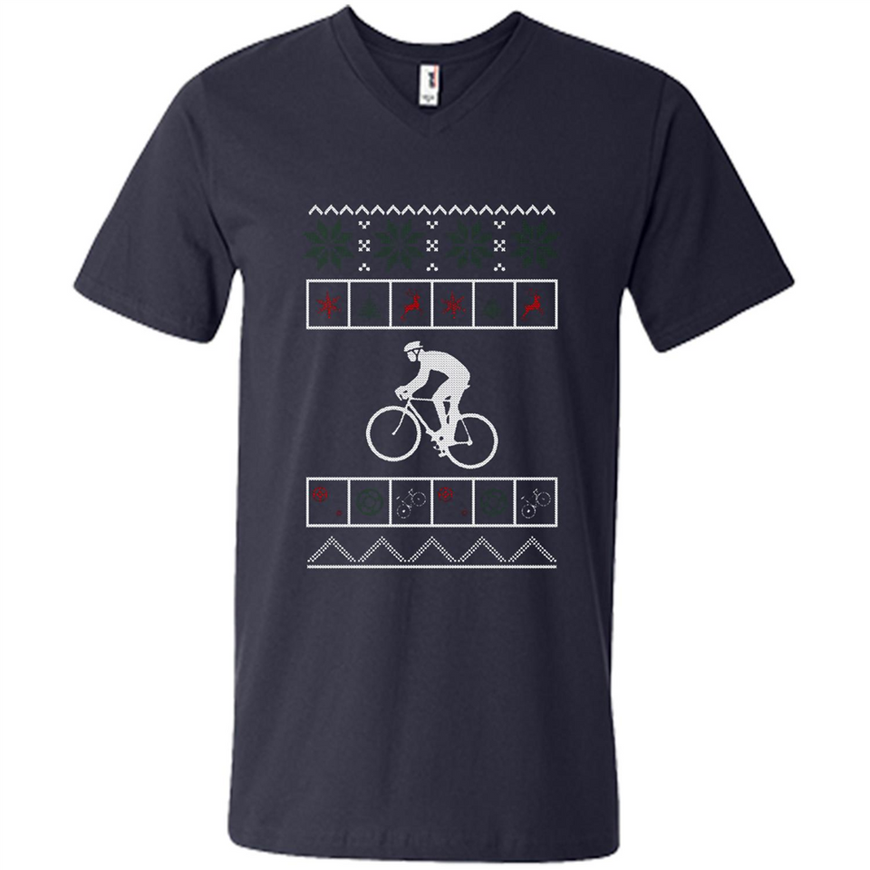Christmas Ugly Sweater Cycling - Ugly Christmas Sweater - Men's V-Neck