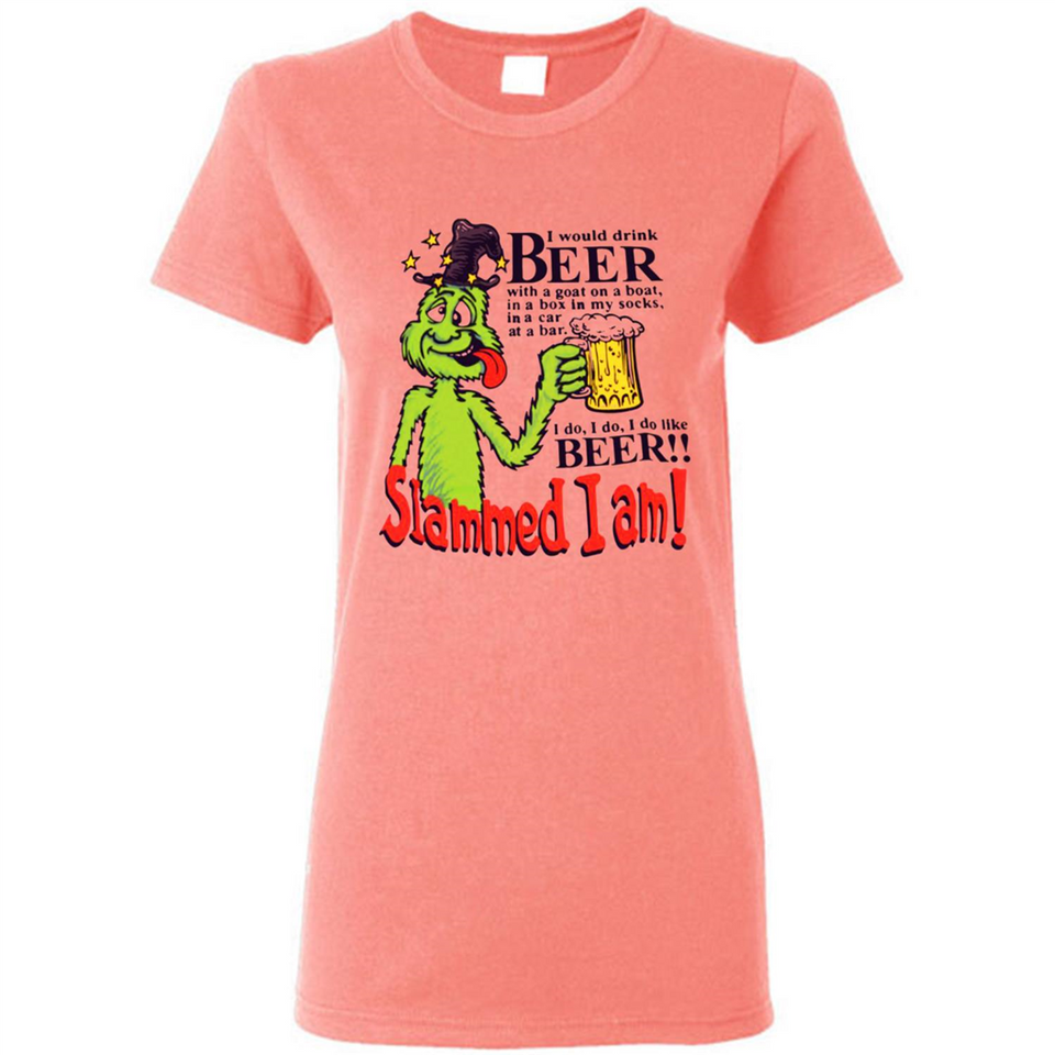 Slammed I Am I Would Drink Beer With A Goat On A Boat Shirt - Ladies Short-Sleeve