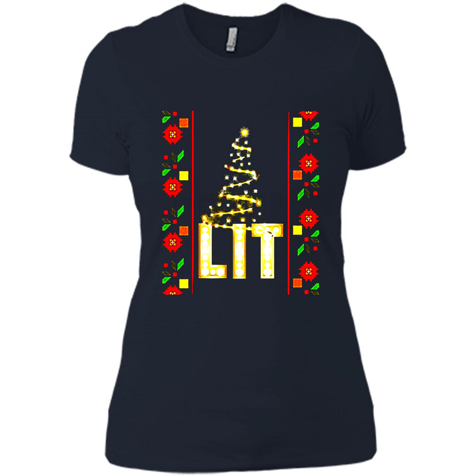 Funny Lets Get Lit Christmas Tree - Ladies' Boyfriend T-Shirt