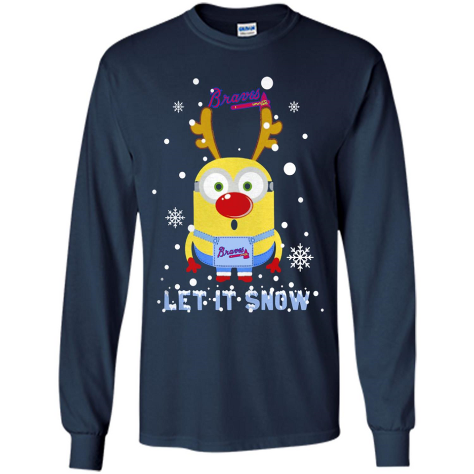 Minion Atlanta Braves Ugly Christmas Sweater Let it Snow - Long Sleeve T-Shirt