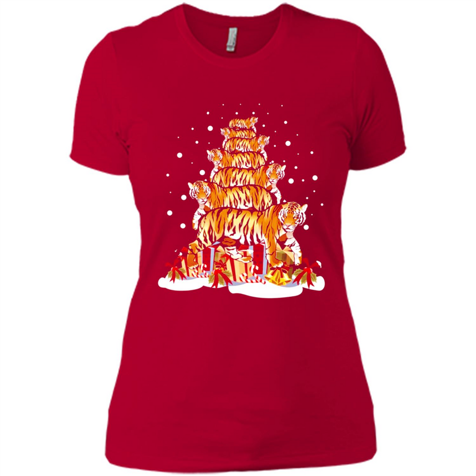Tiger Christmas Tree Funny Merry Christmas - Ladies' Boyfriend T-Shirt