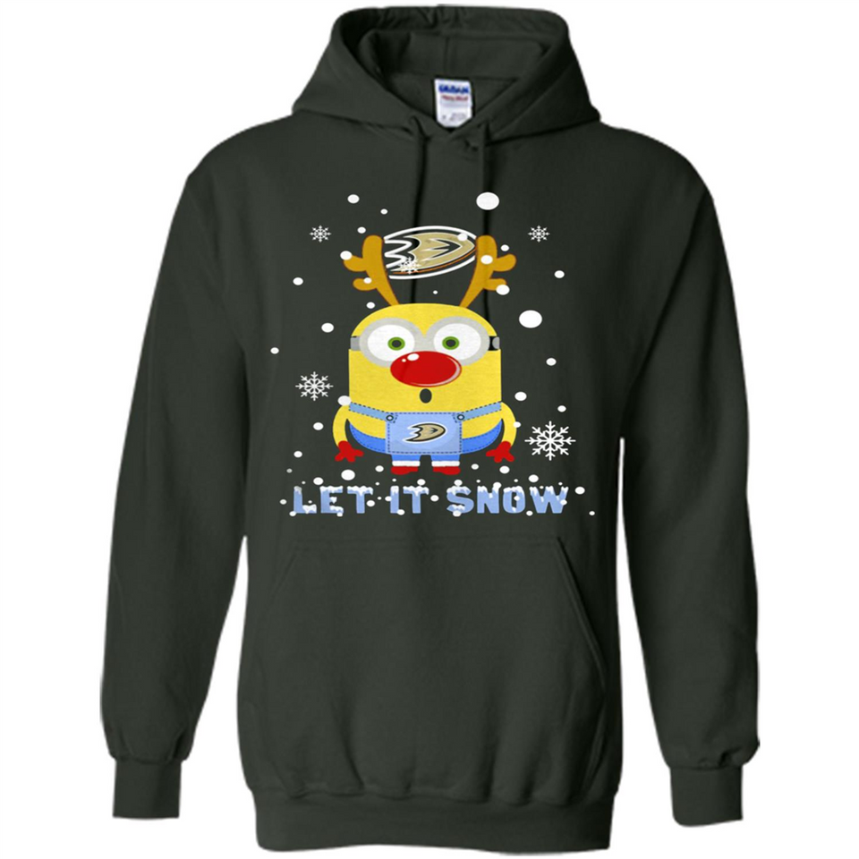 Minion Anaheim Ducks Ugly Christmas Sweater Let it Snow - Hoodie