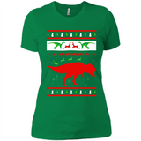Dinosaur and Santa Clause Ugly Christmas Sweater - Ladies' Boyfriend T-Shirt