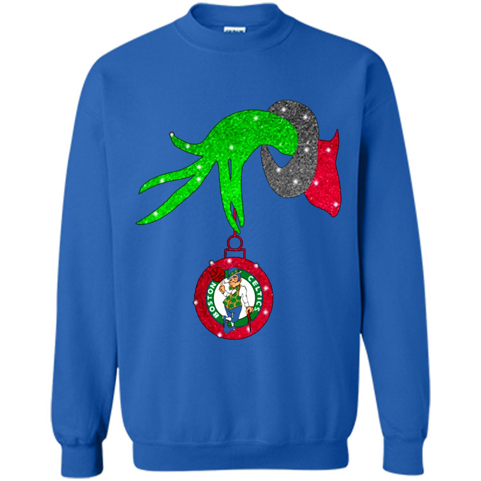 GRINCH HAND HOLDING BOSTON CELTICS NBA GLITTER CHRISTMAS PINGPONG