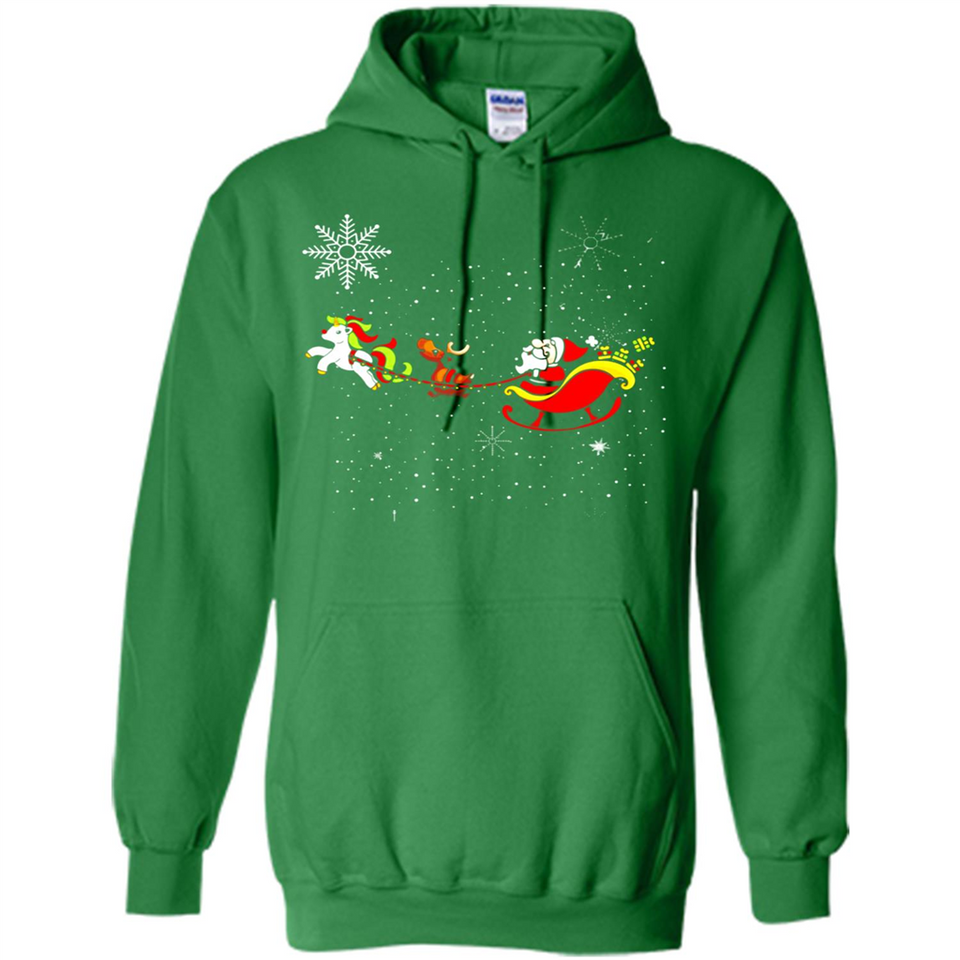 Christmas Unicorn Rudolph and Santa - Hoodie