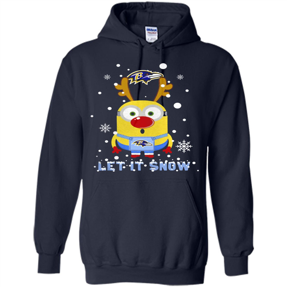 Minion Baltimore Ravens Ugly Christmas Sweater Let it Snow - Hoodie
