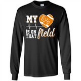 Clemson Tiger Paw Football My Heart is on that Field - Long Sleeve T-Shirt