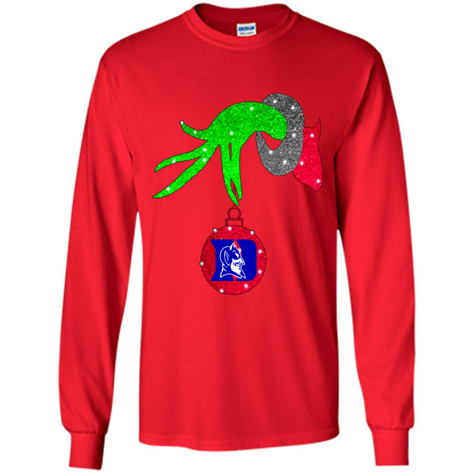 GRINCH HAND HOLDING DUKE BLUE DEVILS GLITTER CHRISTMAS PINGPONG