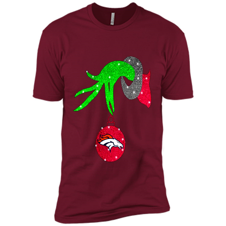 GRINCH HAND HOLDING DENVER BRONCOS GLITTER CHRISTMAS PINGPONG
