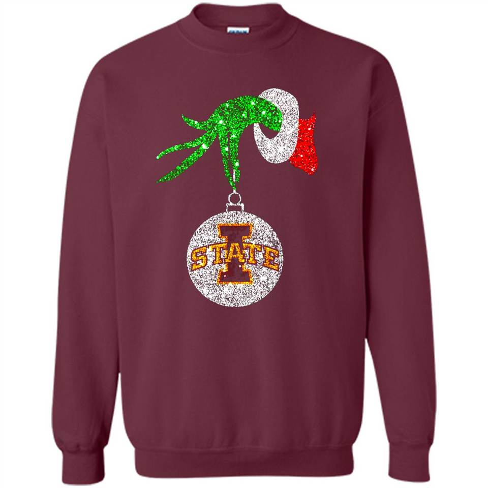 Amazing Iowa State Cyclones Glitter Grinch Monogram Ornament Christmas Gift - Sweatshirt
