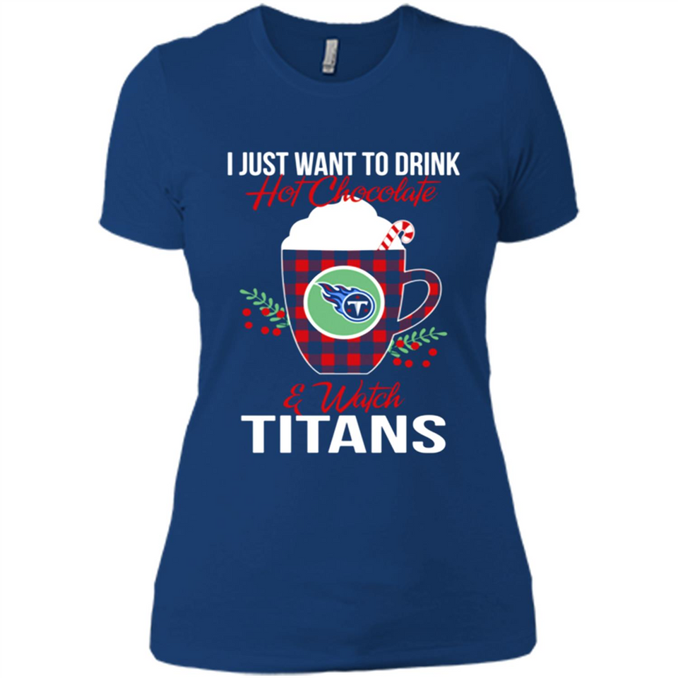 I Just Want To Drink Hot Chocolate & Watch Tennessee Titans Ugly Christmas Sweater PINGPONG