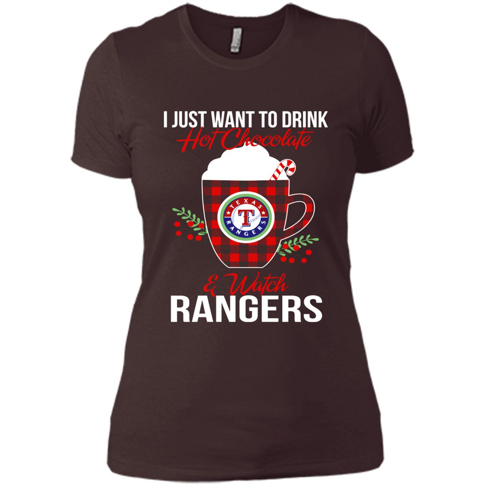 I Just Want To Drink Hot Chocolate & Watch Texas Rangers Ugly Christmas Sweater PINGPONG