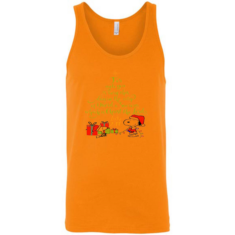 Snoopy Merry Christmas with Christmas tree T-Shirt - Canvas Unisex Tank