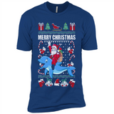 Ugly Christmas Santa Riding Dolphin - Premium Short Sleeve T-Shirt