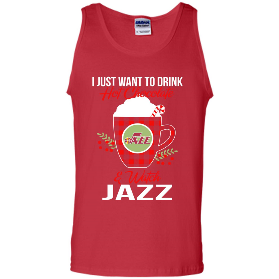 I Just Want To Drink Hot Chocolate & Watch Utah Jazz Ugly Christmas Sweater PINGPONG