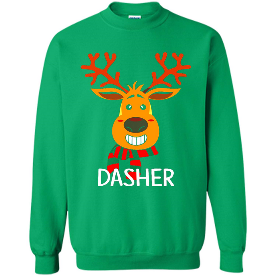 Dasher Reindeer Santa Claus Funny Xmas Holiday T-Shirt - Sweatshirt