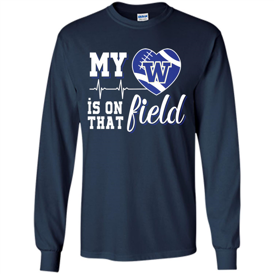 Washington Huskies Football My Heart is on that Field - Long Sleeve T-Shirt