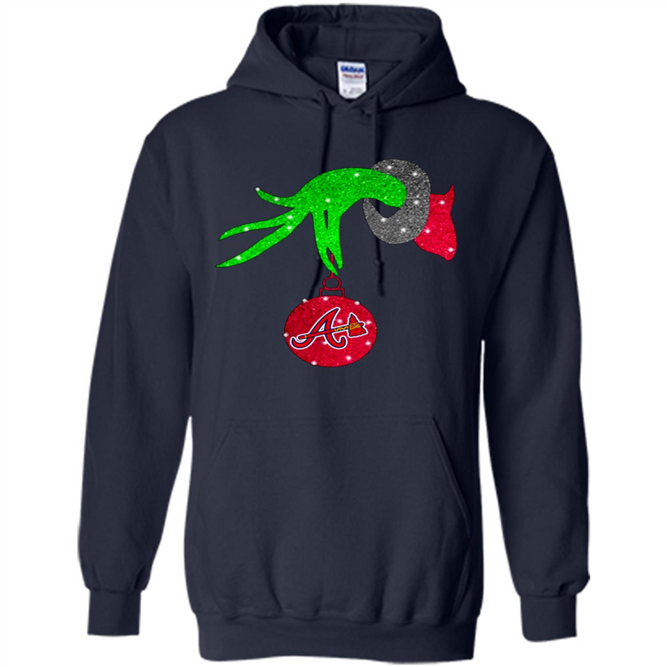 GRINCH HAND HOLDING ATLANTA BRAVES GLITTER CHRISTMAS PINGPONG