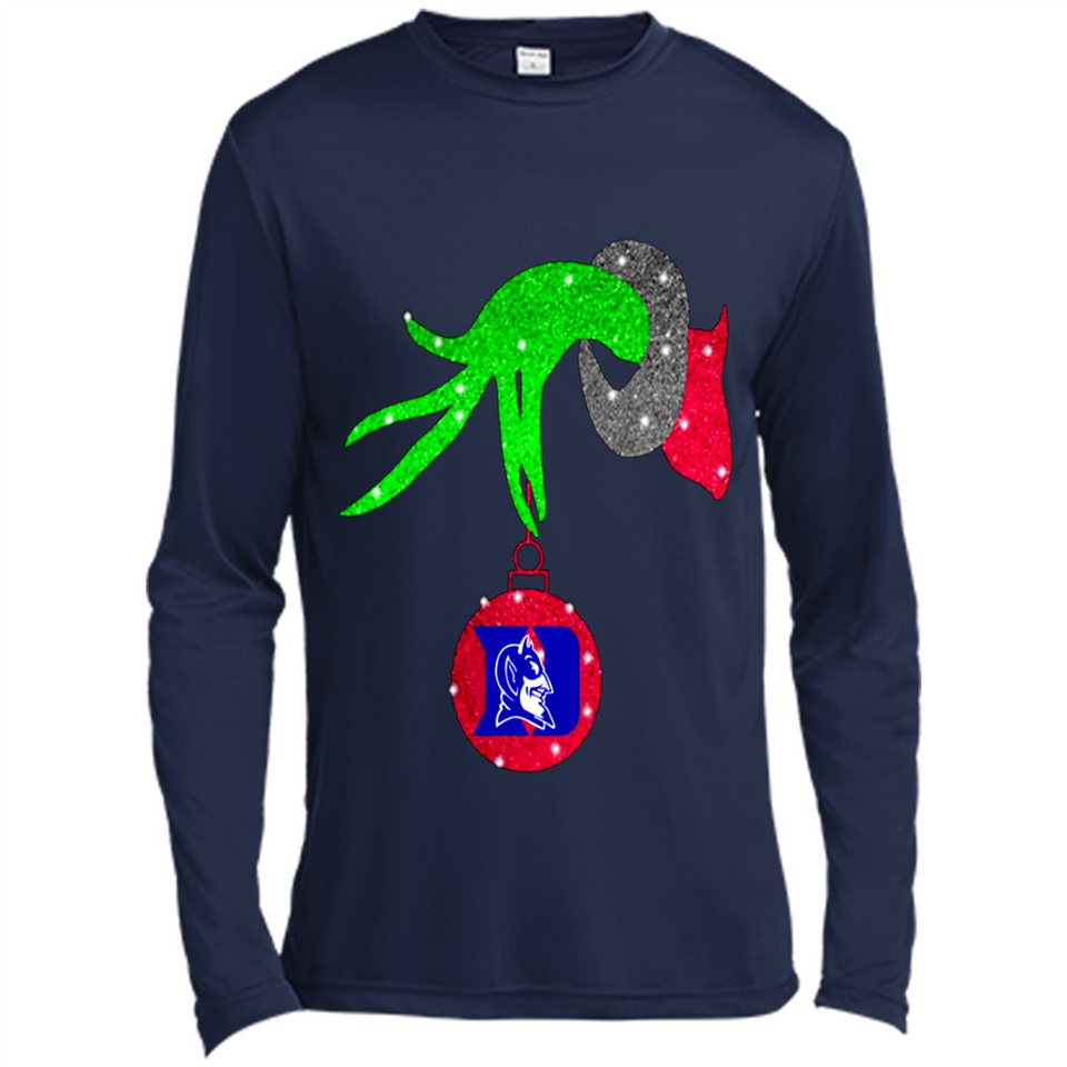 GRINCH HAND HOLDING DUKE BLUE DEVILS GLITTER CHRISTMAS PINGPONG
