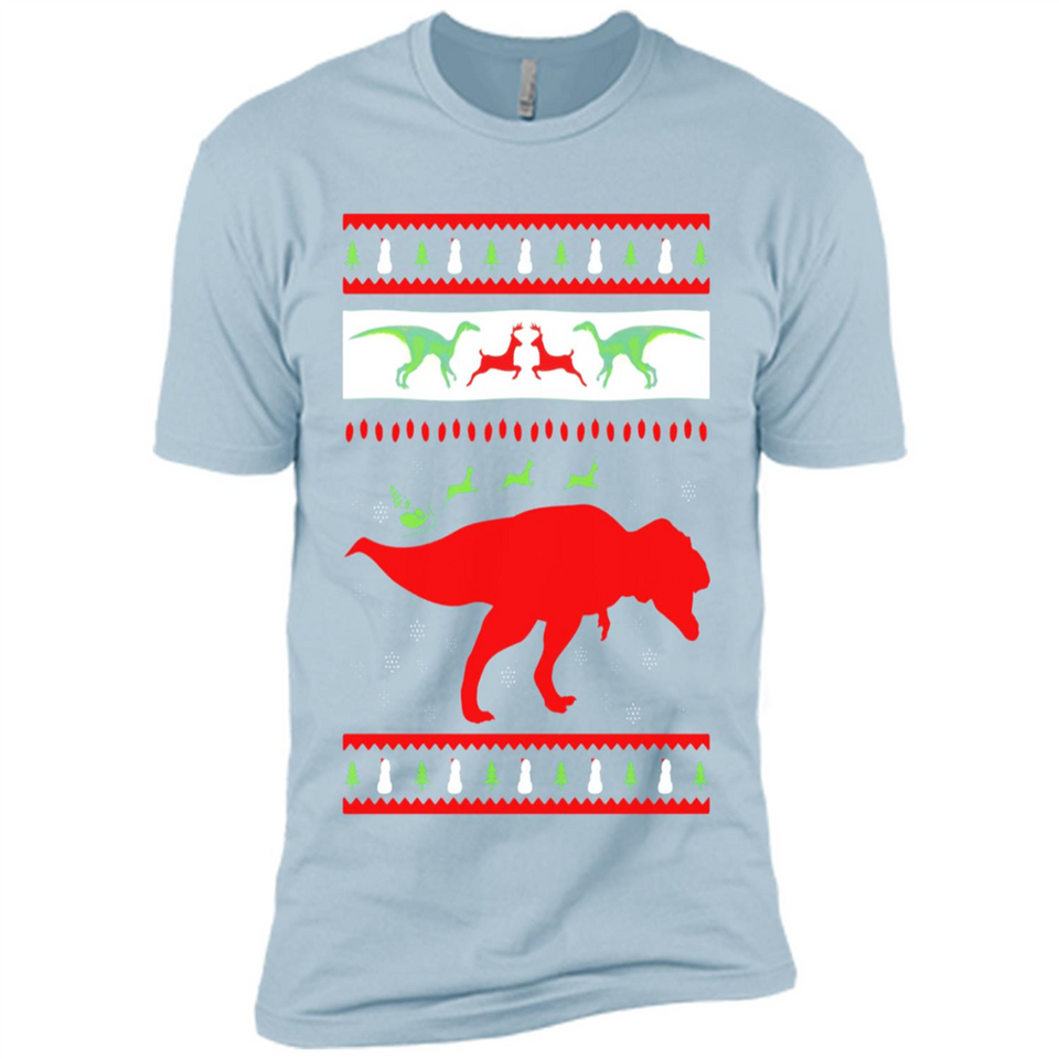 Dinosaur and Santa Clause Ugly Christmas Sweater - Premium Short Sleeve T-Shirt