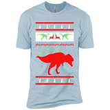 Dinosaur and Santa Clause Ugly Christmas Sweater - Premium Short Sleeve T-Shirt