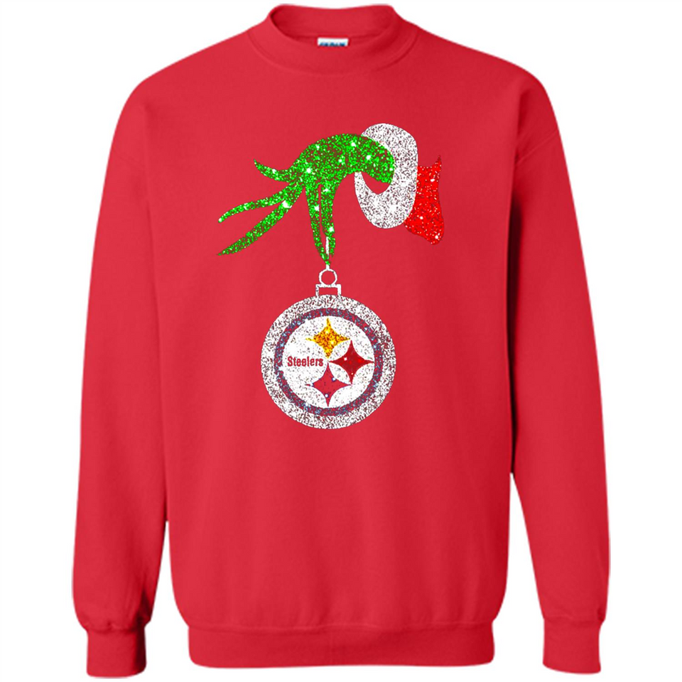 Fantastic Pittsburgh Steelers Glitter Grinch Monogram Ornament Christmas Gift - Sweatshirt