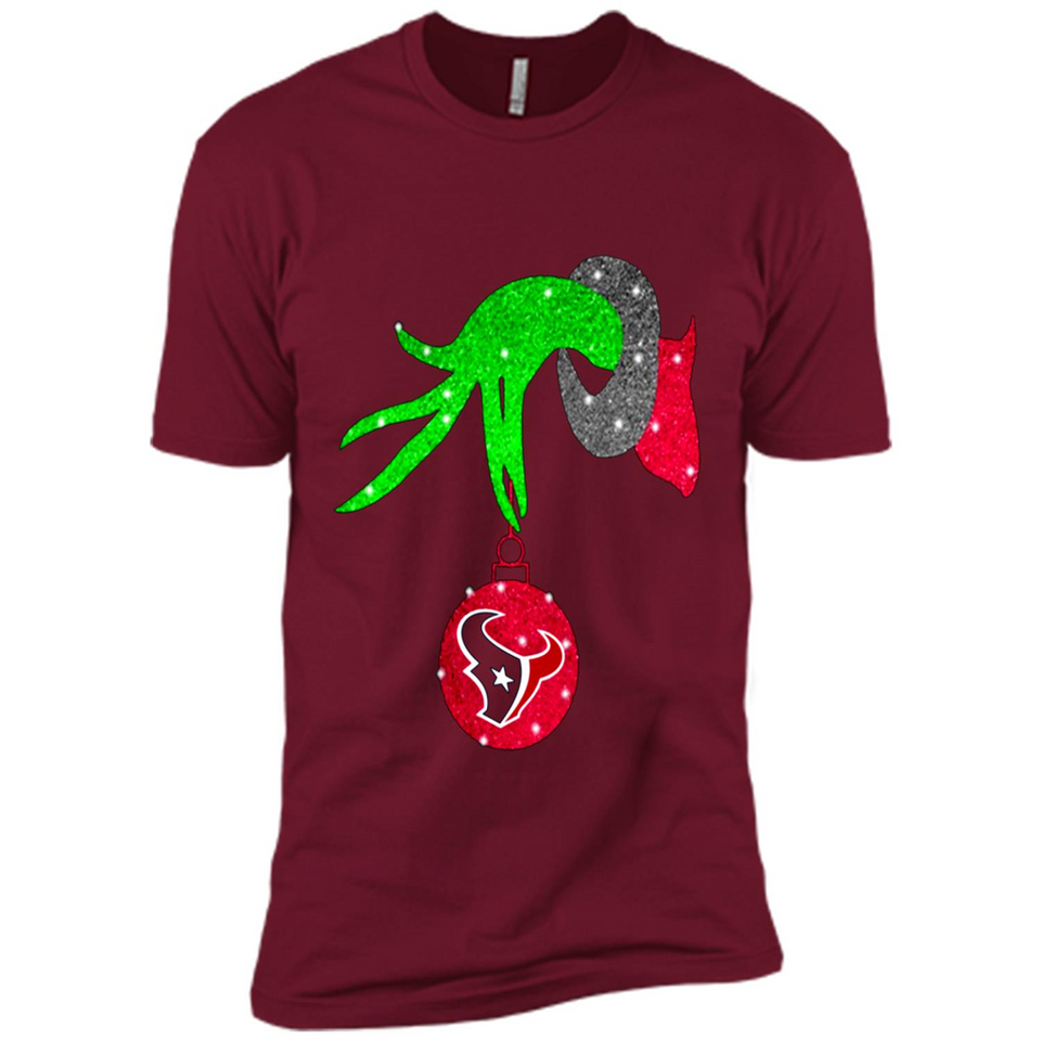 GRINCH HAND HOLDING HOUSTON TEXANS GLITTER CHRISTMAS PINGPONG