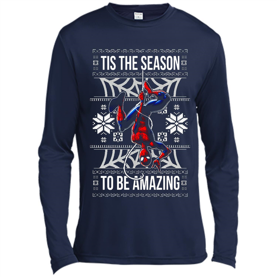 Marvel Spider Man Tis The Season To Be Amazing Ugly Christmas Mug PINGPONG - Canvas Long Sleeve T-Shirt