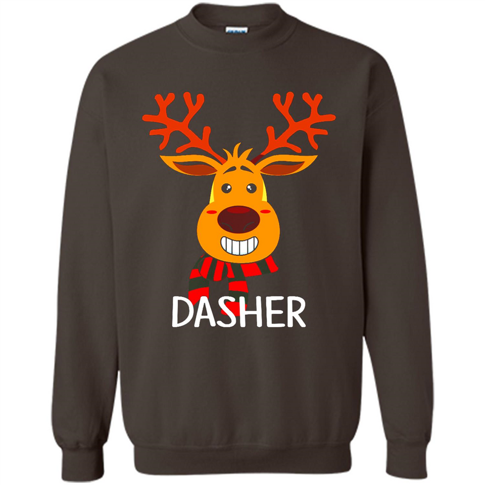 Dasher Reindeer Santa Claus Funny Xmas Holiday T-Shirt - Sweatshirt
