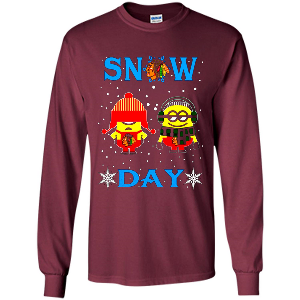 Snow Day Shirt For Chicago Blackhawks Vs Minion Fans pingpong