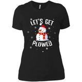 Let's Get Plowed Funny Christmas Snowman - Ladies' Boyfriend T-Shirt