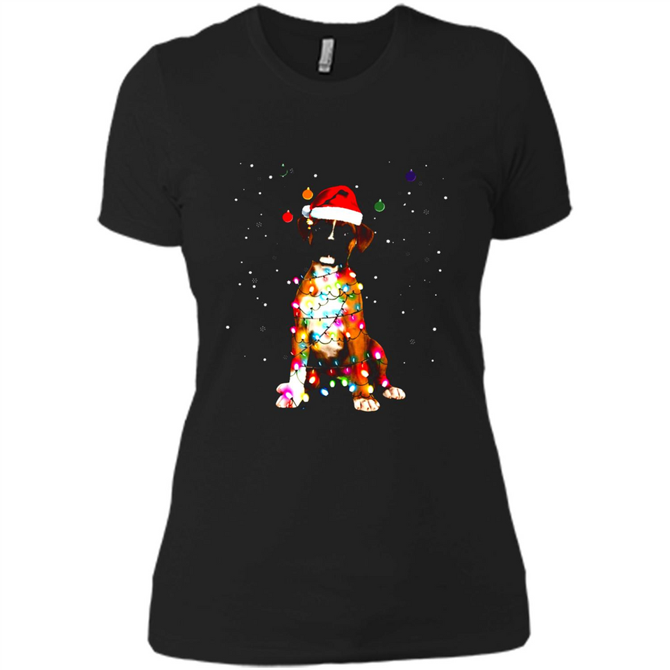 Christmas Lights Boxer Dog Funny Xmas Sweatshirt - Ladies' Boyfriend T-Shirt