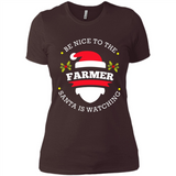 Be Nice to Farmer Santa Watching Christmas 1 - Ladies' Boyfriend T-Shirt