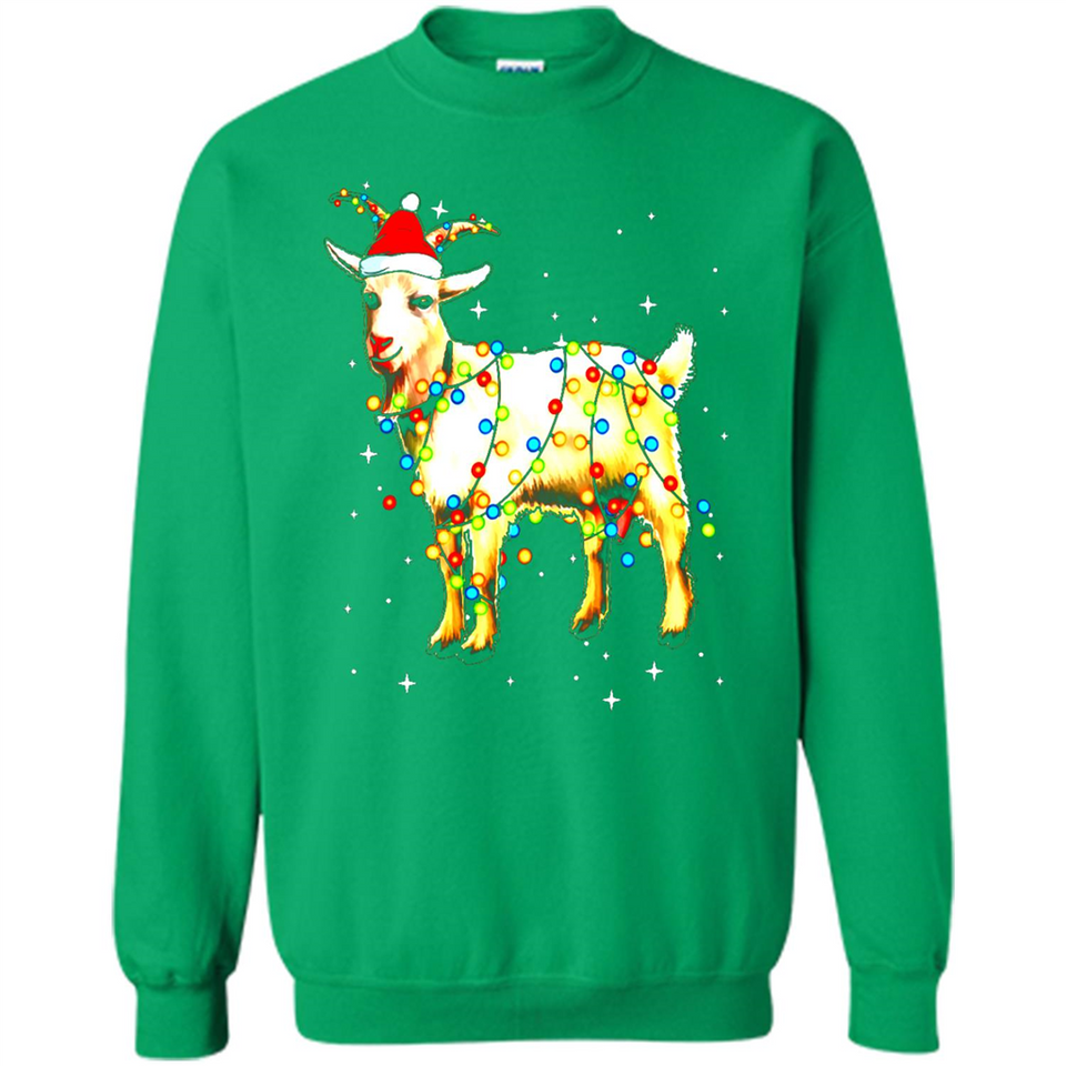 Christmas Lights Goat Wearing Santa Hat T-Shirt - Sweatshirt