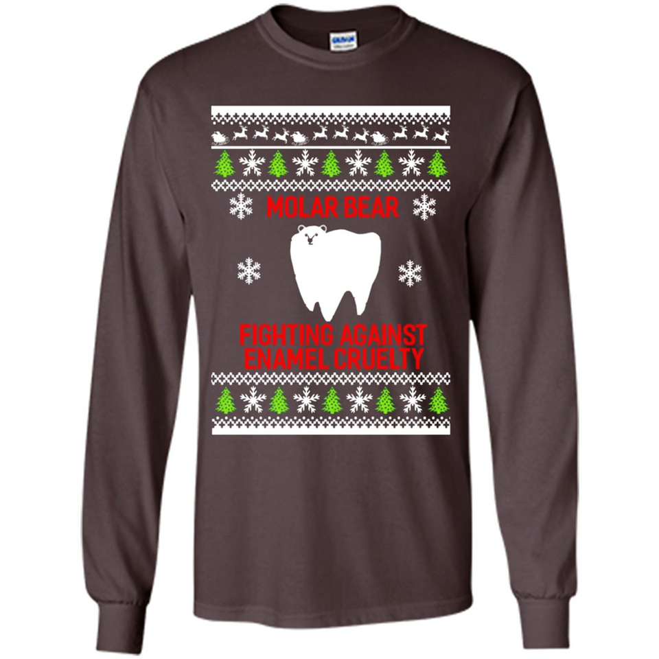 Molar bear fighting against enamel cruelty Christmas - Long Sleeve T-Shirt