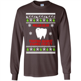 Molar bear fighting against enamel cruelty Christmas - Long Sleeve T-Shirt