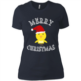 Bird Santa Merry Christmas T-Shirt - Birds Watchers Xmas - Ladies' Boyfriend T-Shirt