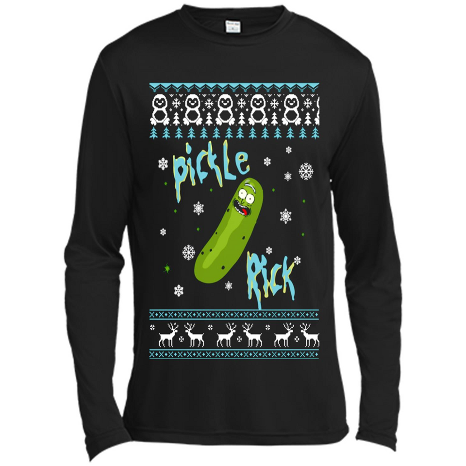 Rick and Morty Pickle Rick Ugly Christmas Sweater - Canvas Long Sleeve T-Shirt