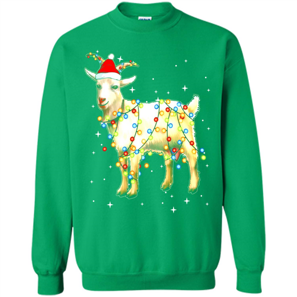 Christmas Lights Goat Wearing Santa Hat Funny Xmas - Sweatshirt