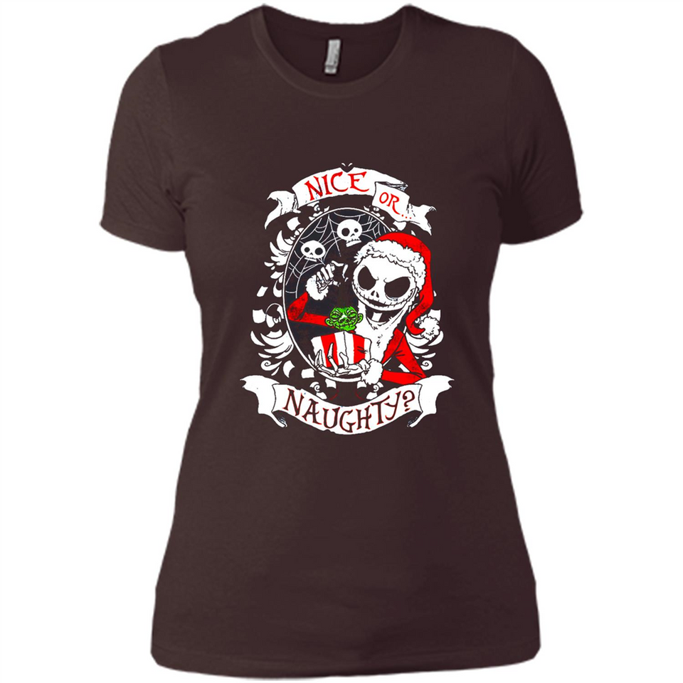 Christmas Shirt, Santa Nice Or Naughty Xmas - Ladies' Boyfriend T-Shirt