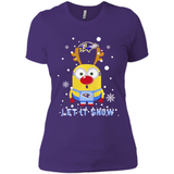 Minion Baltimore Ravens Ugly Christmas Sweater Let it Snow - Ladies' Boyfriend T-Shirt