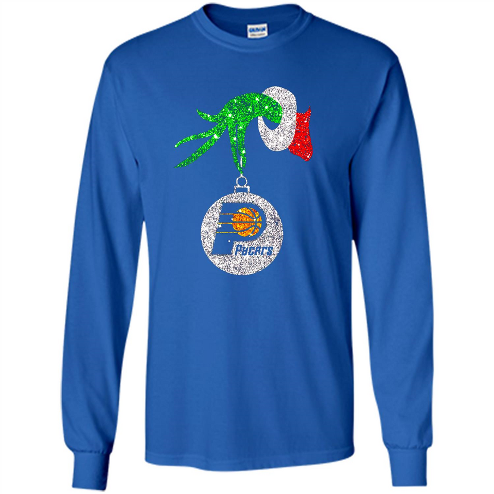 Amazing tee Indiana Pacers Glitter Grinch Monogram Ornament Christmas Gift - Long Sleeve T-Shirt