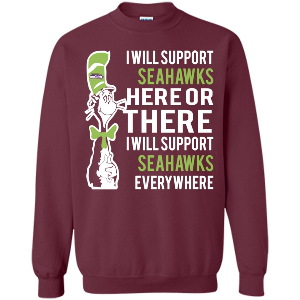 Shirt For Dr Seuss Cat And Seattle Seahawks Fans - Sweatshirt