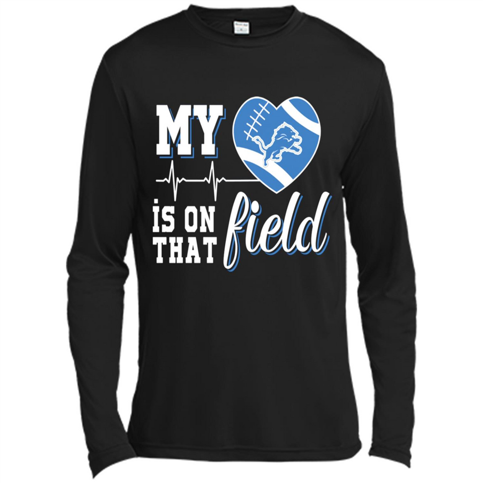 Detroit Lions Football My Heart is on that Field - Canvas Long Sleeve T-Shirt